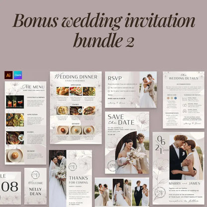 Wedding Signage Bundle Canva, Minimalist Reception Signs Template Package, Modern Editable Wedding Stationery, Printable DIY Decor