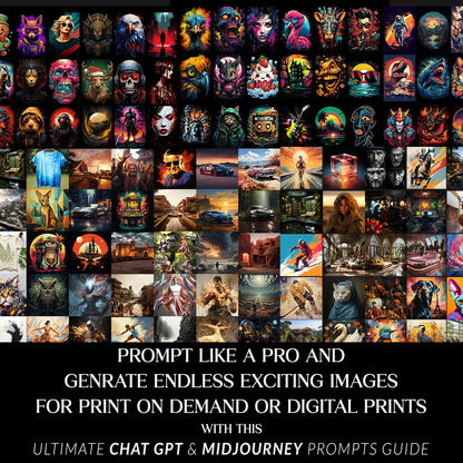 Ultimate AI Prompts Mega Bundle, Midjourney, Chat GPT prompts for power users, Design Creations Prompt Bundle