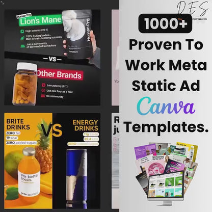Winning Ad Creatives Mega Bundle, Meta Static Ad Creatives Canva Templates, Marketing Ad Templates, Facebook Ads, Email Canva Templates