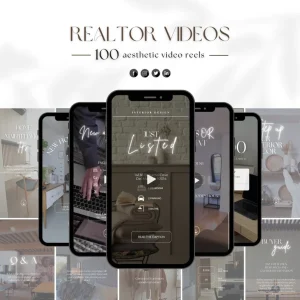 100 Realtor Aesthetic Video Reels, Real Estate Marketing Canva Template, Luxury Interior Design Social Media, Realtor Branding Kit