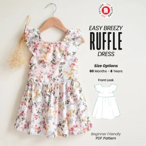 Ruffle Sleeves Dress Sewing Pattern: Girl Sizes 03 mo - 6 yrs (Digital Download)
