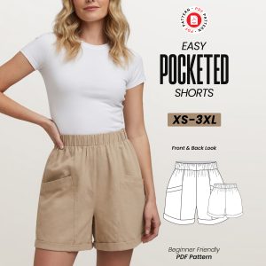 Pocketed High Waist Shorts Sewing Pattern (Beginner PDF)