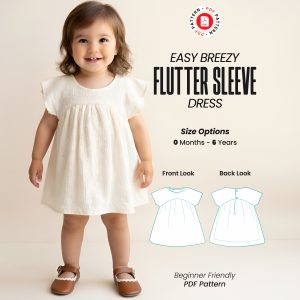 Flutter Sleeve Dress Sewing Pattern: Girl Sizes 0 mo - 6 yrs (Digital Download)