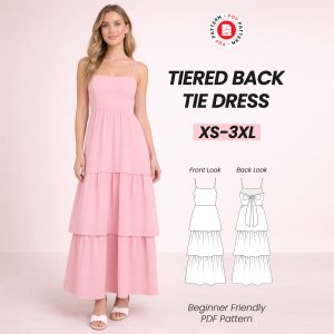 Tiered Maxi Dress Sewing Pattern | Beginner Ruffle Tie Back Sundress (PDF Download)