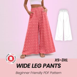 Beginner Wide Leg Palazzo Pants Sewing Pattern (XS-3XL)