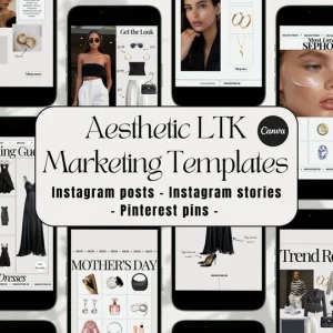Aesthetic LTK Marketing Templates, Canva Editable Instagram & Pinterest Posts, Modern Fashion Branding Kit, Premium Influencer Marketing Bundle