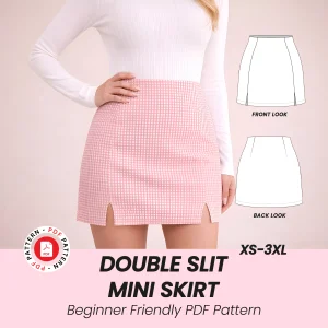 A-Line Mini Skirt Sewing Pattern | High Waist, Double Slit (PDF Pattern)