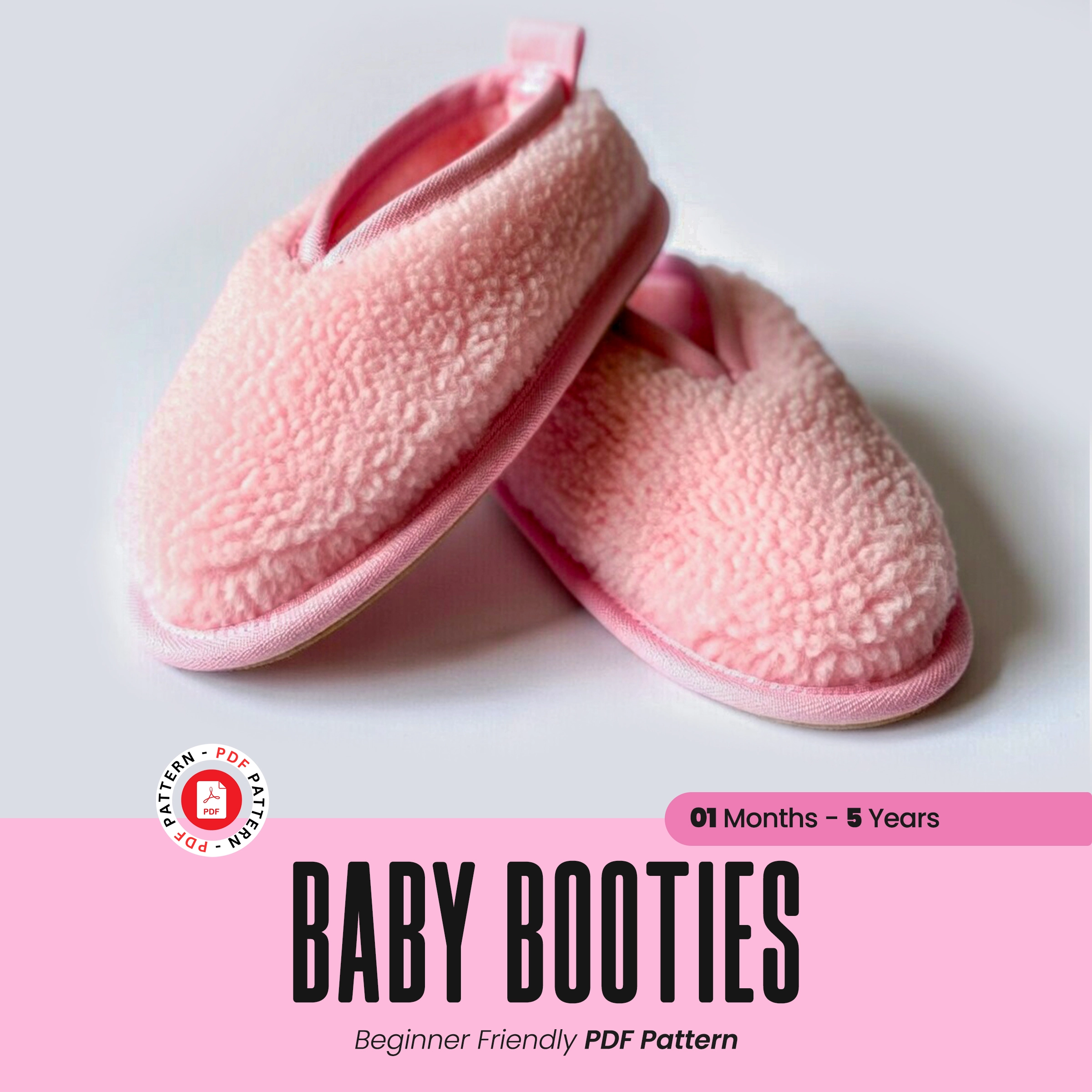 Baby Booties PDF Sewing Pattern | A4 Projector formats | Baby and kids sizes
