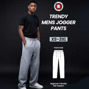 Mens Joggers Sewing Pattern, Baggy Sweatpants with Pockets (PDF Download)