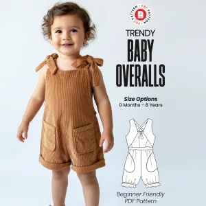 Baby Overalls PDF Sewing Pattern: Beginner Kids Dungarees (Sizes 0 Months to 8 Years)