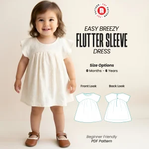 Flutter Sleeve Dress Sewing Pattern: Girl Sizes 0 mo - 6 yrs (Digital Download)