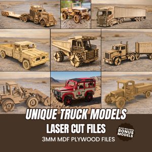 Laser Cut Vehicle Models Bundle – Trucks, Buses & Forklifts