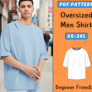 Oversized Men Shirt Sewing Pattern, Comfy PDF Male T-Shirt, Easy Drop Shoulder Tee, Loose Fit Streetwear Pattern