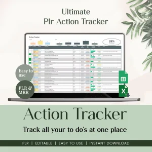 Digital Action Tracker Spreadsheet, Google Sheets To-Do List, Task Manager Excel Template, Project Management Dashboard & Progress Tracker