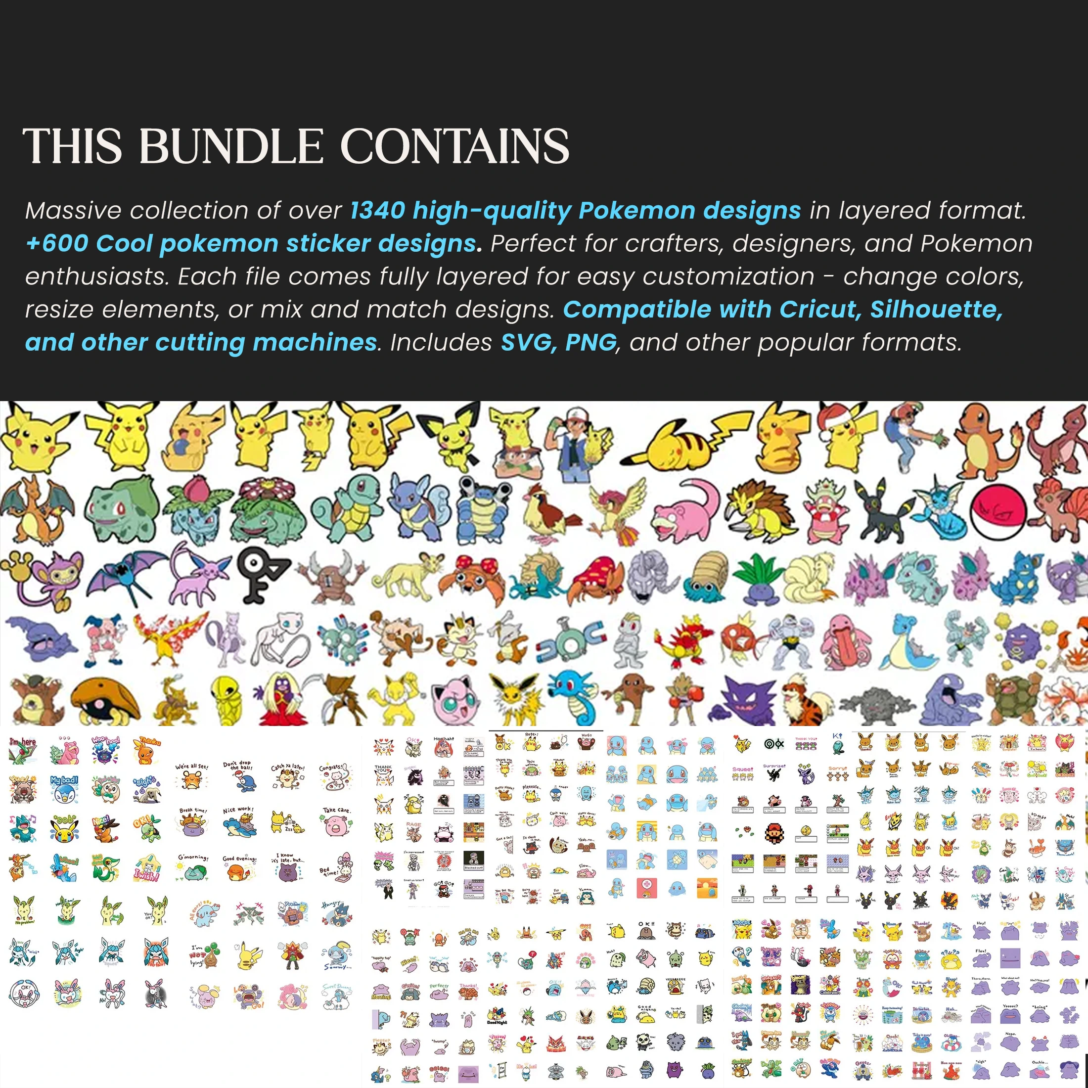 1900+ Pokémon SVG Bundle | Mega PNG, Stickers & Digital Download - Image 2