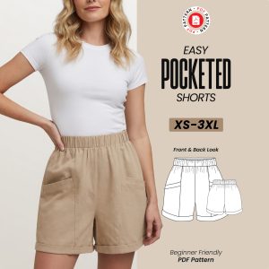 Pocketed High Waist Shorts Sewing Pattern (Beginner PDF)