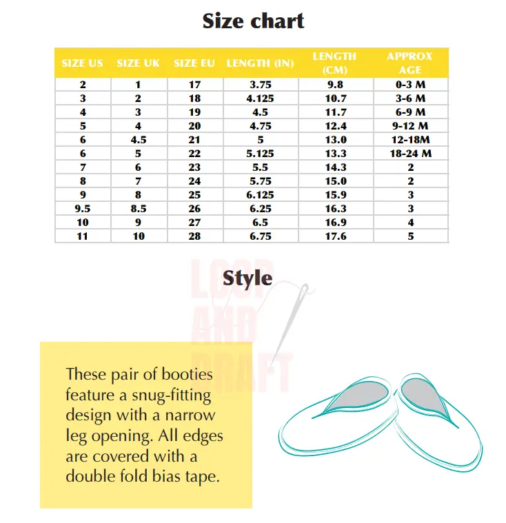 Baby Booties PDF Sewing Pattern | A4 Projector formats | Baby and kids sizes - Image 7
