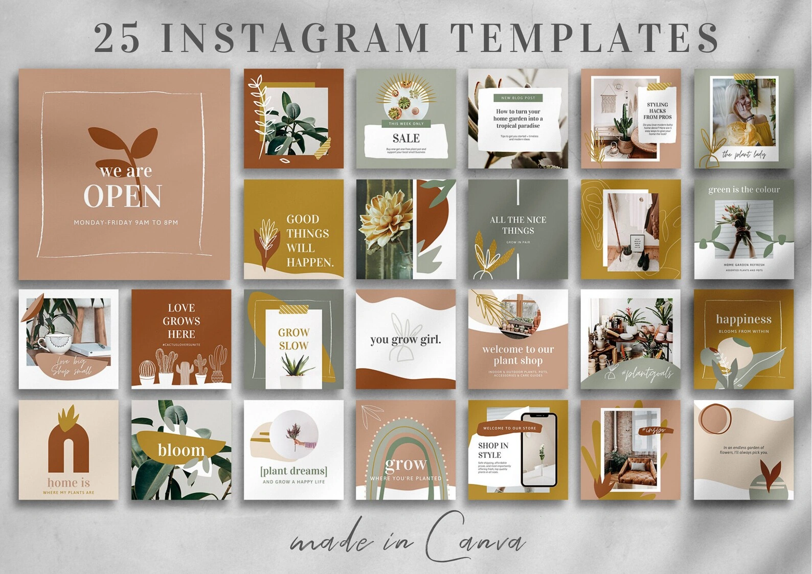 25 Earth Tone Canva Templates – Aesthetic Social Media Pack - Image 6