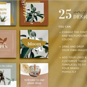 25 Earth Tone Canva Templates – Aesthetic Social Media Pack