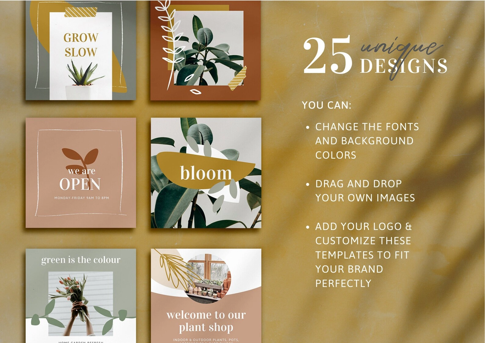25 Earth Tone Canva Templates – Aesthetic Social Media Pack