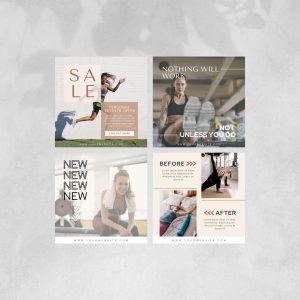 50 Fitness Inspired Instagram Posts – Workout & Health Canva Template Pack