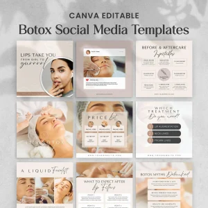 50 Botox & Filler Instagram Posts – Canva Social Media Pack