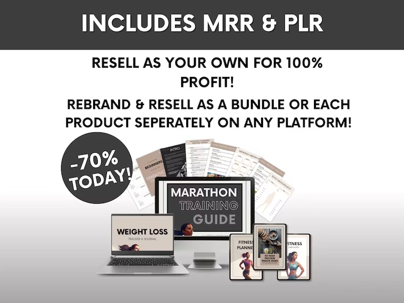 Ready to Resell Fitness Bundle, 250+ Page Health & Wellness Toolkit, June 2025 Version, PLR & MRR Canva Workout Planner - Image 6