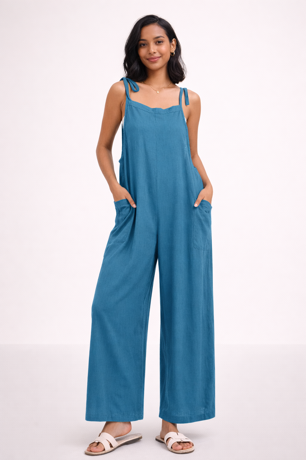 Tie Shoulder Jumpsuit Sewing Pattern, Comfy PDF Women Jumpsuit, Easy Wide Leg Overalls, Summer Loose Romper Pattern - Image 4