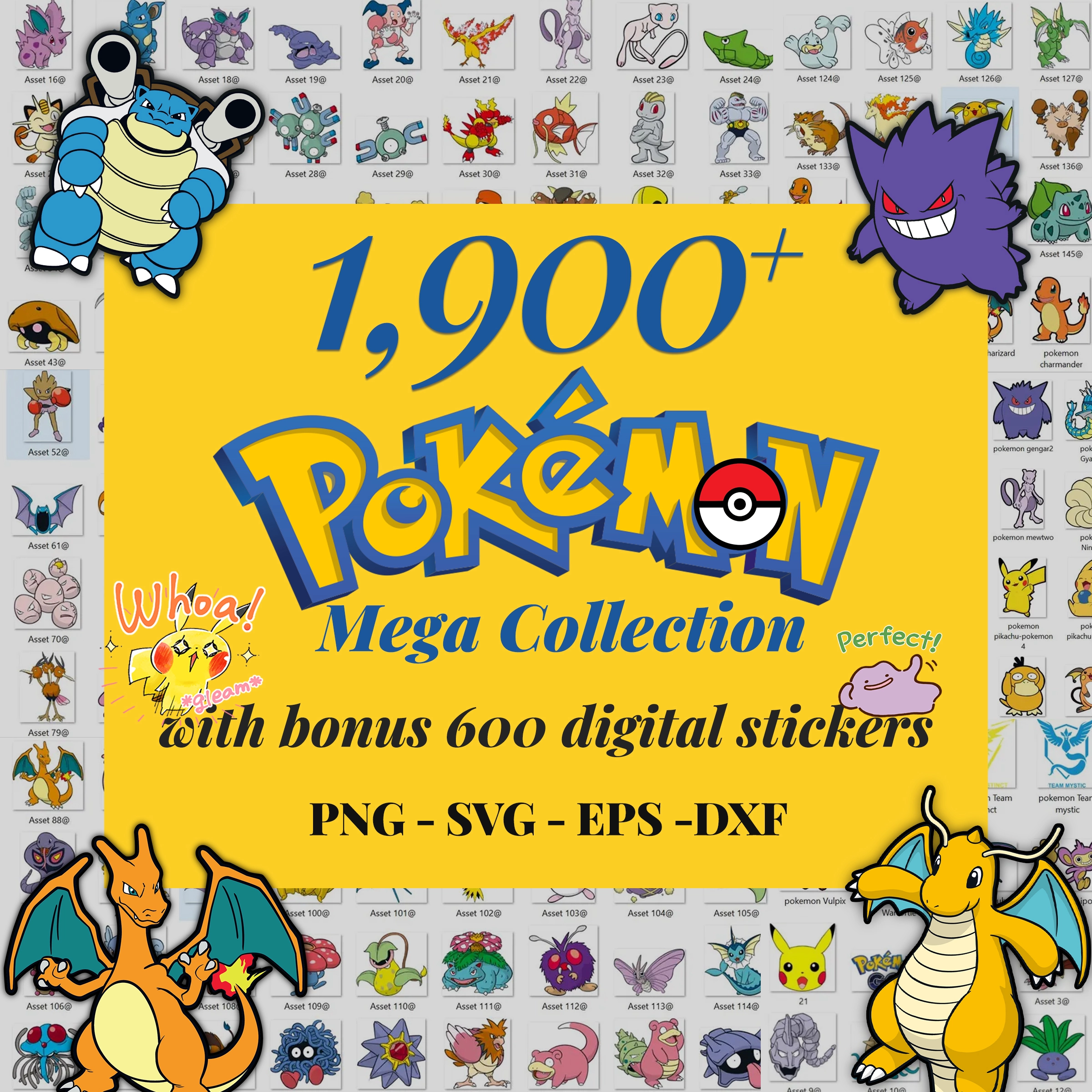1900+ Pokémon SVG Bundle | Mega PNG, Stickers & Digital Download