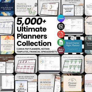 5,000+ Digital Planner Mega Bundle: Notion Templates, Google Sheets, Canva PDF Planners (PLR & MRR)