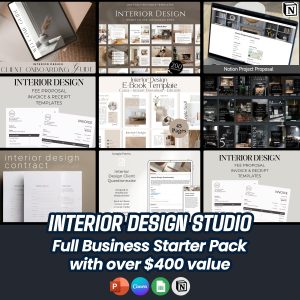 Interior Design Business Templates: Contracts, Guides, Spreadsheets, Notion Mega Bundle