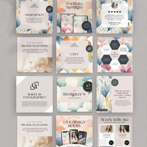 The Designer's Social Media Templates, Canva Editable Graphic Design Posts, Aesthetic Branding Kit, Modern Design Studio Marketing Bundle