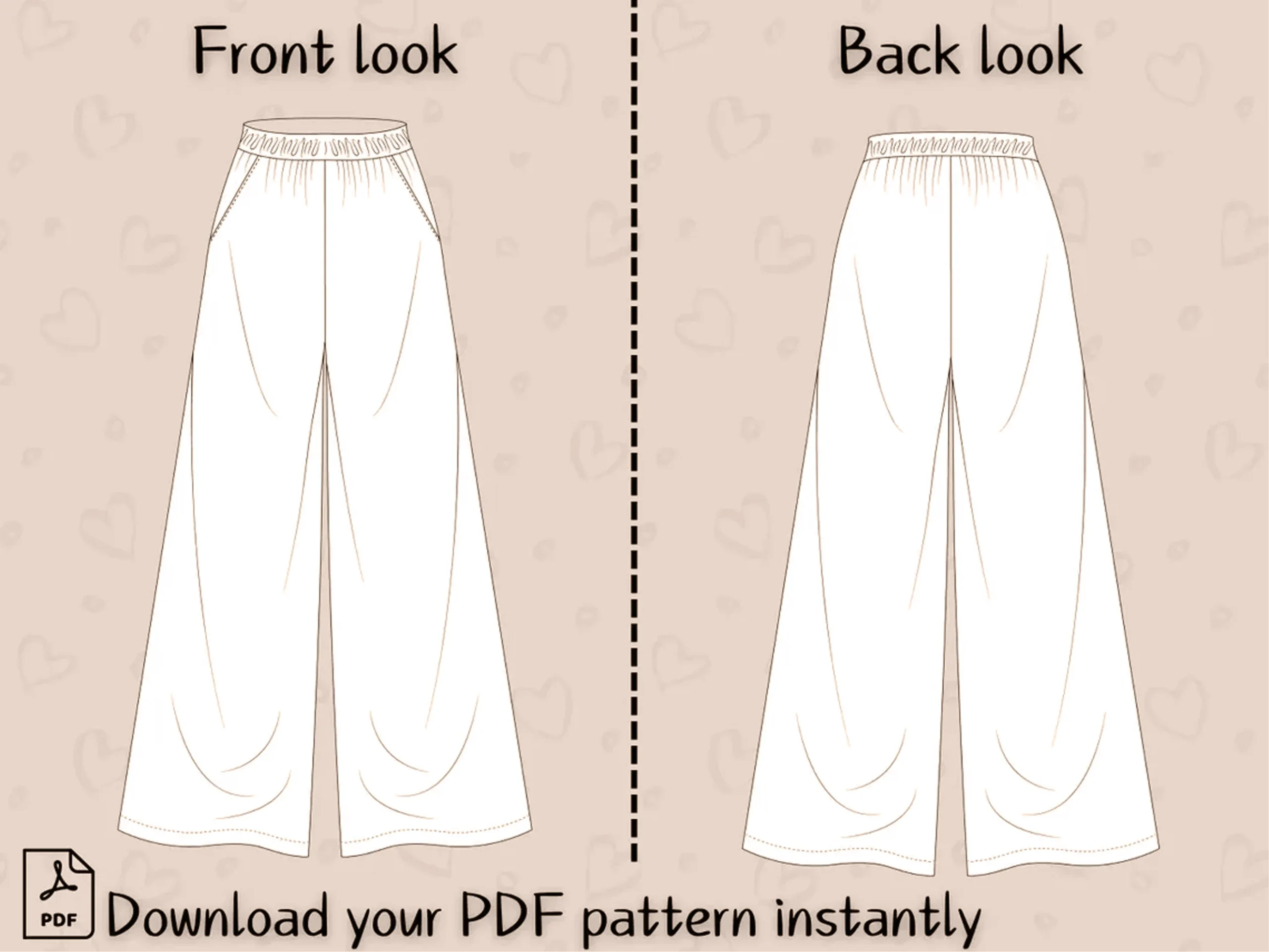 Beginner Wide Leg Palazzo Pants Sewing Pattern (XS-3XL) - Image 6