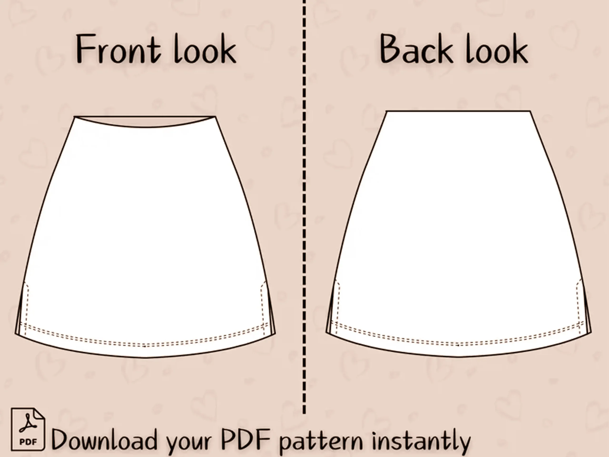 Easy Mini Skirt Pattern, High Waisted Beginner Sewing (XS-2XL) (PDF Download) - Image 2