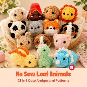 23-in-1 No-Sew Cute Loaf Animals Pattern Bundle