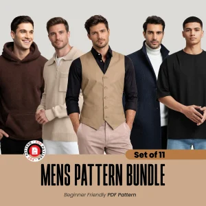 Men's Sewing Patterns Bundle: Vest, Trousers, Hoodie, Overcoat (Digital Download)