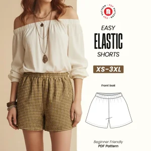 Women's Elastic Shorts Sewing Pattern, Pockets, Summer High Waist (XS-2XL)