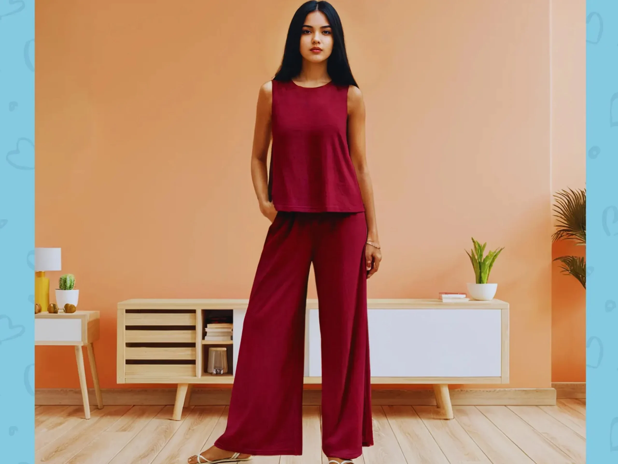 Loungewear Set PDF Sewing Pattern, Tank top + Wide Leg Pants pattern, Lounge wear dress - Image 6