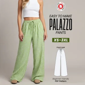 Palazzo Pants Sewing Pattern, Beginner Friendly Wide Leg Trousers (PDF Download)