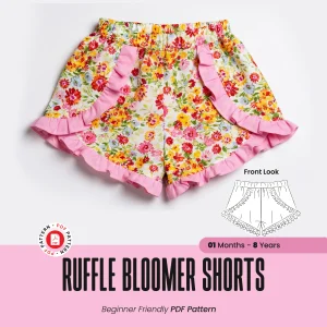 Ruffle Bloomer Shorts Sewing Pattern, Ruffle Trim, Baby and Kids (PDF)