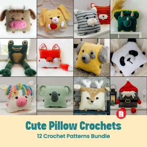 12 Crochet Animal Pillow Patterns Bundle | Dog, Fox, Unicorn, Frog, Panda (PDF Download)