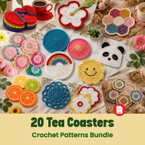 20 Tea Coasters Crochet Patterns PDF, Unique Easy to make Tea Coasters Bundle