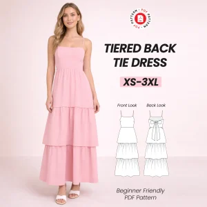 Tiered Maxi Dress Sewing Pattern | Beginner Ruffle Tie Back Sundress (PDF Download)