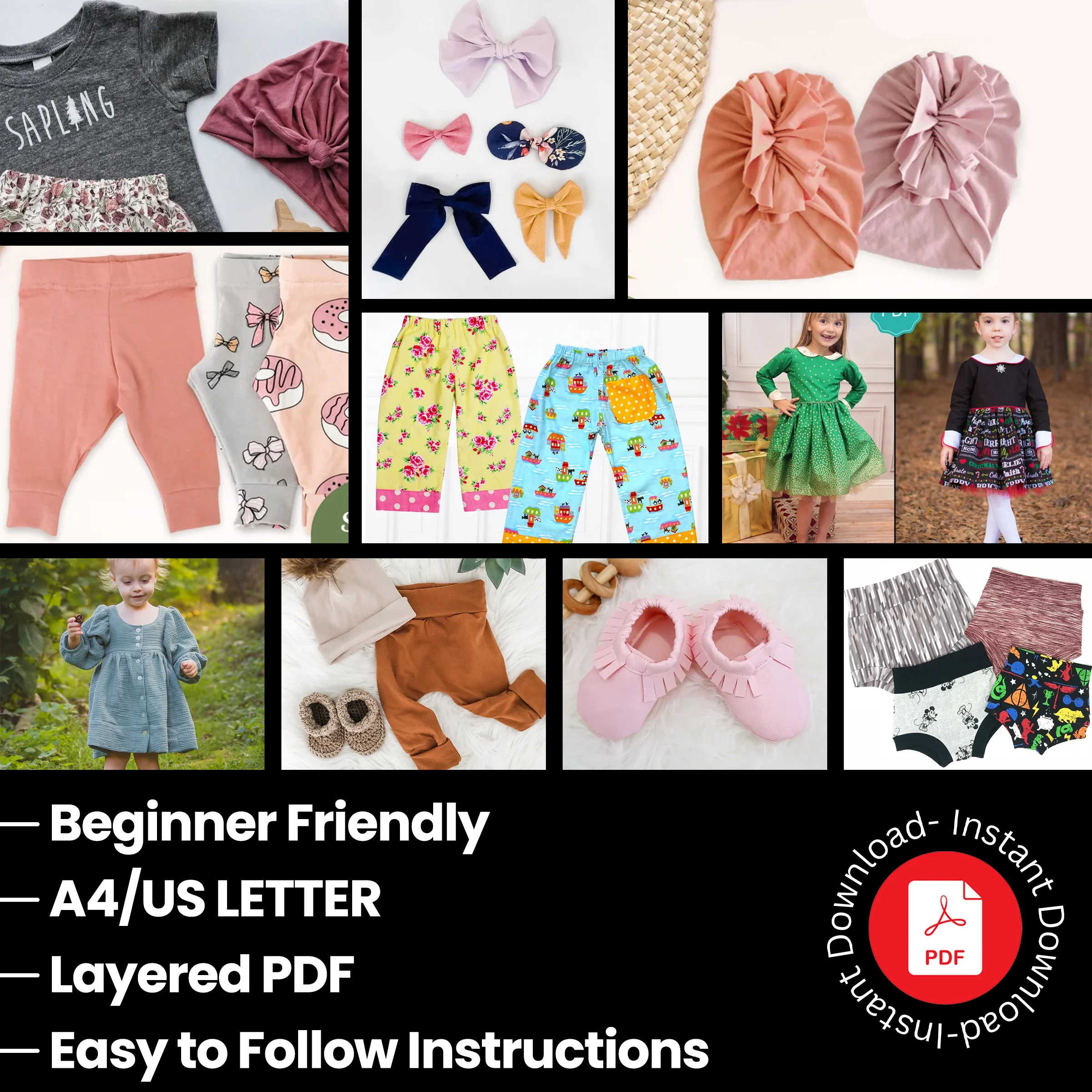 145+ Kids Apparel & Accessories Sewing Patterns Bundle, Premium Baby PDF Pattern, Easy Newborn Clothes & Toddler Outfit DIY - Image 5