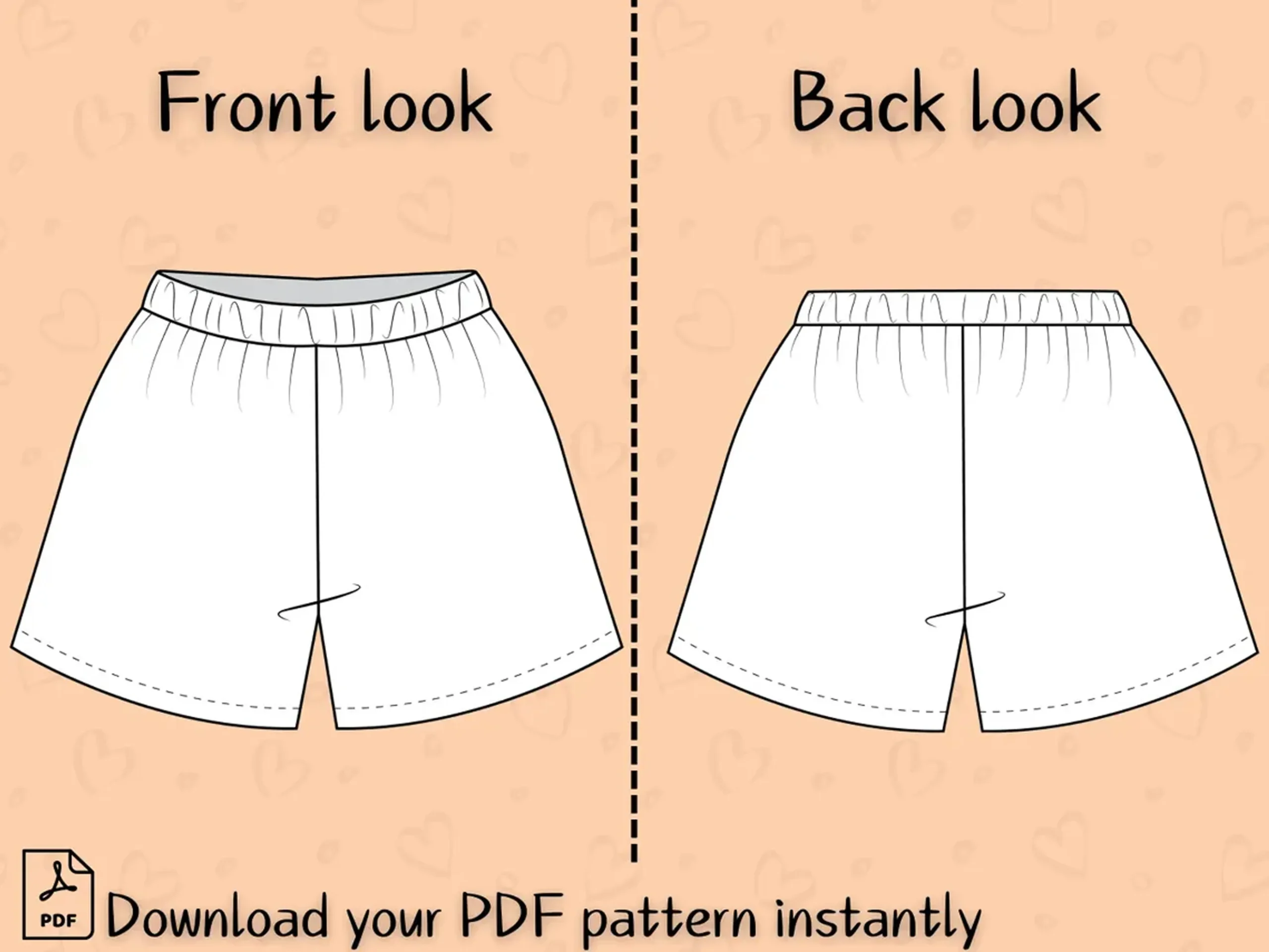 Women's Elastic Shorts Sewing Pattern, Pockets, Summer High Waist (XS-2XL) - Image 4