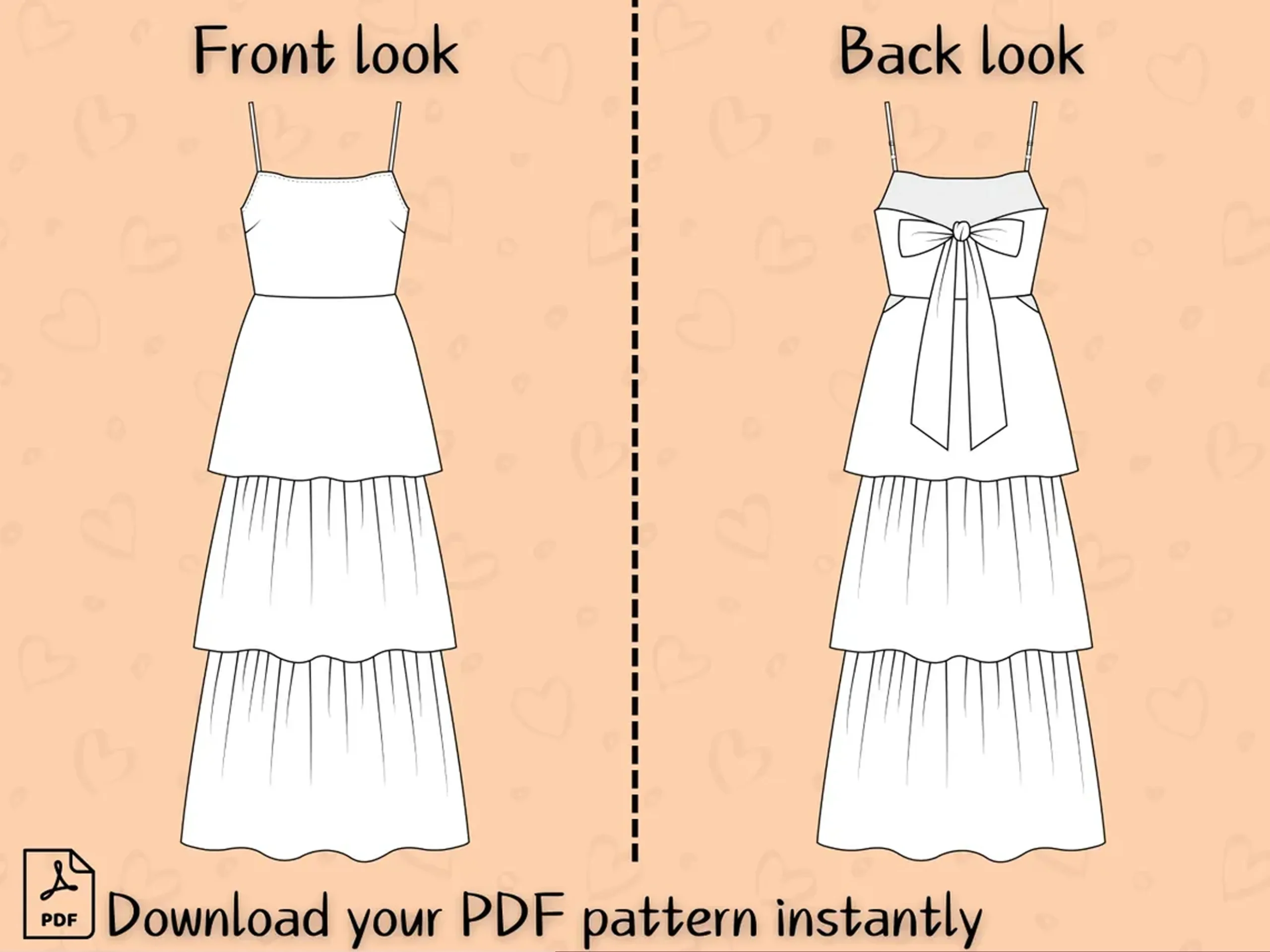 Tiered Maxi Dress Sewing Pattern | Beginner Ruffle Tie Back Sundress (PDF Download) - Image 5