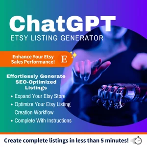 ChatGPT Etsy Listing Generator, SEO-Optimized Shop Growth & Product Description Kit