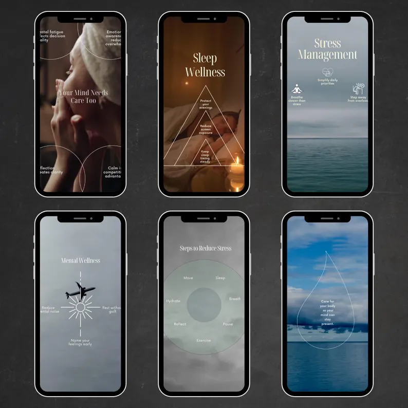 Ultimate PLR Wellness & Stress Management Reels, Editable Canva Template, Commercial Use Mental Health Instagram Reels TikTok Shorts, Self-Care Video Library DIY - Image 2