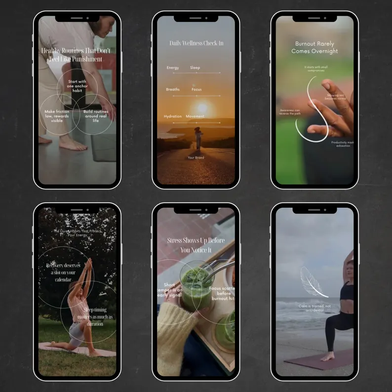 Ultimate PLR Wellness & Stress Management Reels, Editable Canva Template, Commercial Use Mental Health Instagram Reels TikTok Shorts, Self-Care Video Library DIY - Image 3
