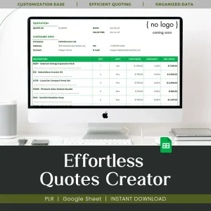 Ultimate PLR Quote & Invoice Creator, Editable Google Sheets Template, Commercial Use Automated Quotation Generator, Small Business Spreadsheet DIY
